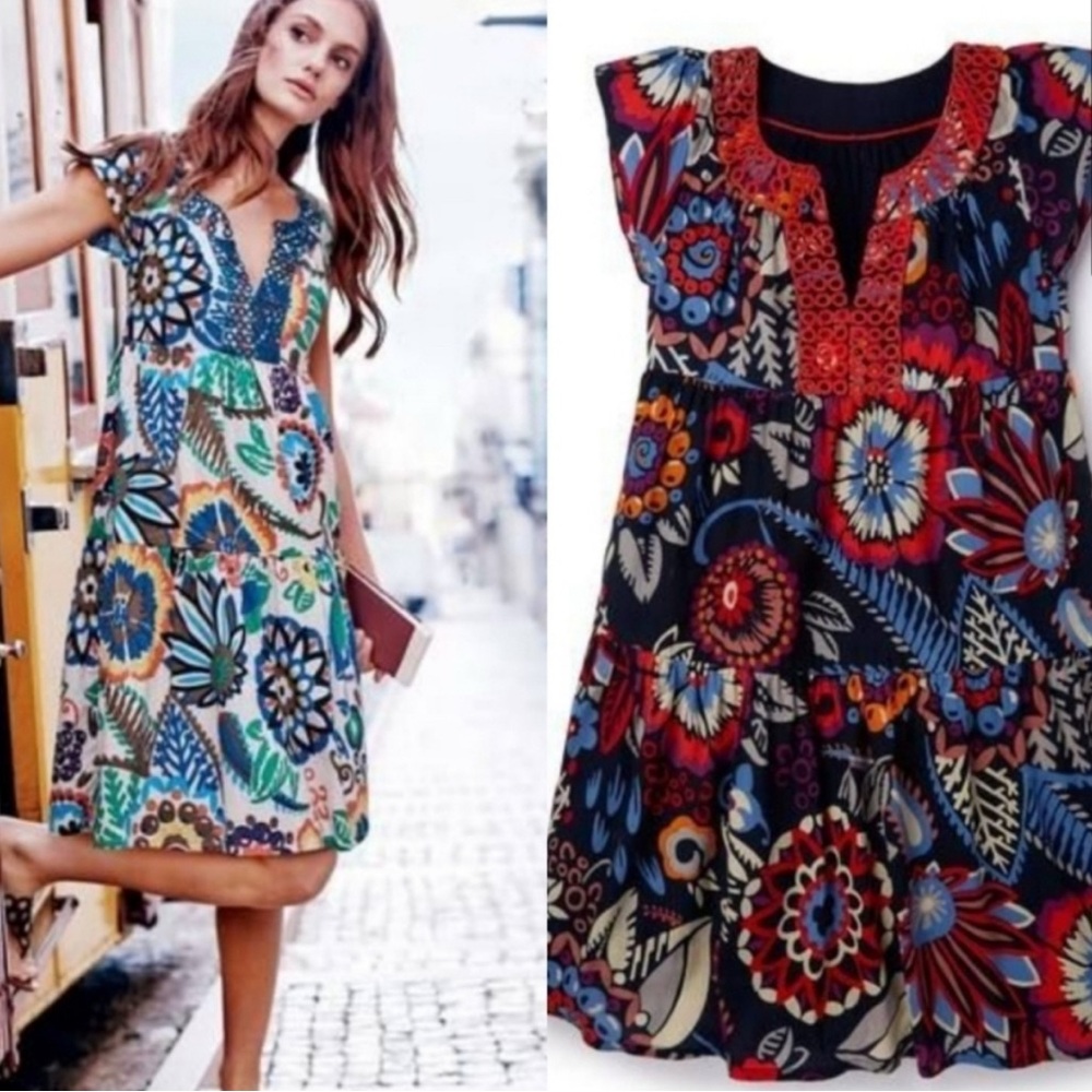 Boden Breezy Emma Embroidered Dress Sz8